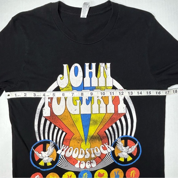 Bella Canvas John Fogerty Woodstock 1969 Small Black Short Sleeve T-shirt - Picture 4 of 7